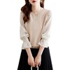 喇叭泡泡袖蕾丝针织衫时尚洋气拼接圆领别致上衣 MGG-XMYQ-Q079 商品缩略图4