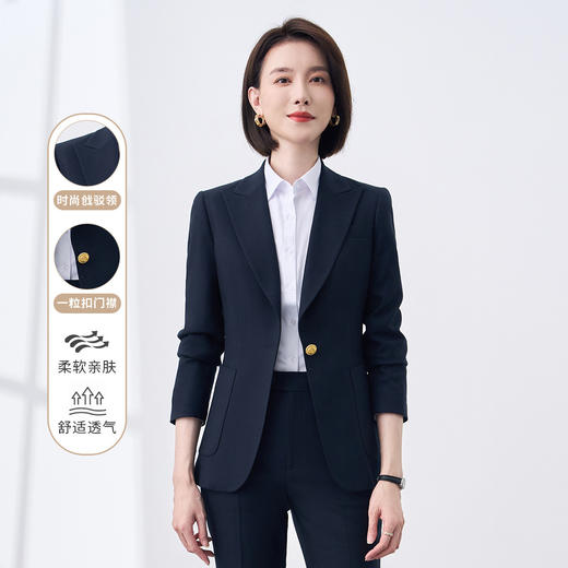 【新品热卖】罗蒙西服上衣+西裤女士西服套装亲肤透气商务两件套女 商品图3