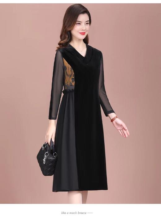 诗恩醋酸丝绒拼接连衣裙8812款（4） 商品图0