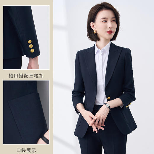 【新品热卖】罗蒙西服上衣+西裤女士西服套装亲肤透气商务两件套女 商品图6