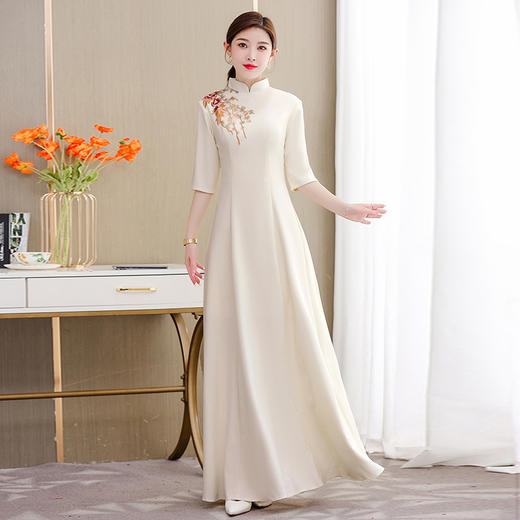 气质中式中国风端庄优雅主持人年会走秀宴会旗袍晚礼服 HT-XYX8199 商品图0