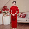 【红影】高档复合蕾丝面料修身旗袍CJS70102 商品缩略图1