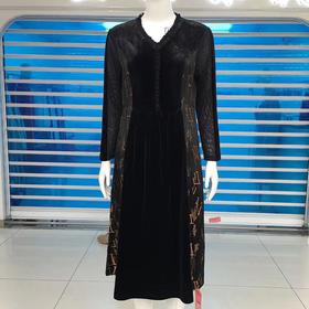 诗恩醋酸丝绒拼接连衣裙8812款（4）