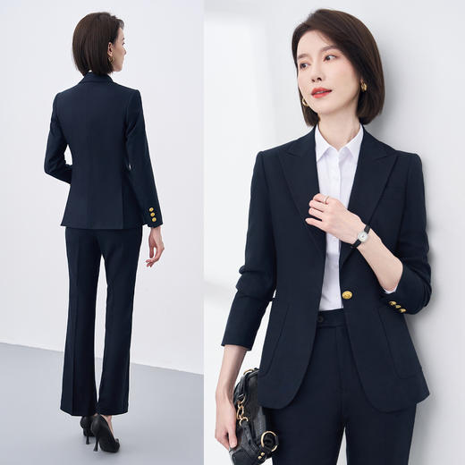 【新品热卖】罗蒙西服上衣+西裤女士西服套装亲肤透气商务两件套女 商品图2