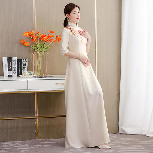 气质中式中国风端庄优雅主持人年会走秀宴会旗袍晚礼服 HT-XYX8199 商品图1