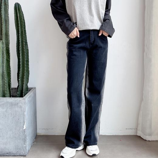 2022年秋季宽松显瘦显长腿垂坠感长裤四面弹高腰阔腿黑色牛仔裤女 商品图0