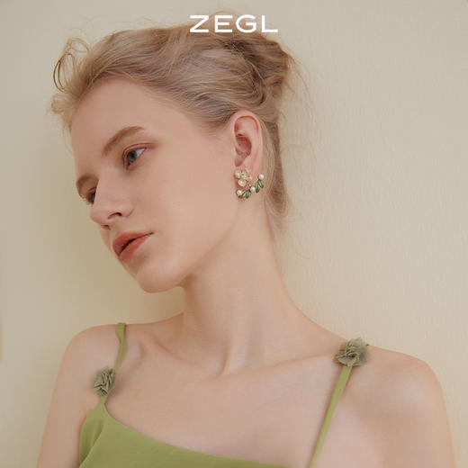 ZEGL设计师花间集系列栀子花朵仿珍珠耳环女森系耳钉925银针耳饰 商品图4