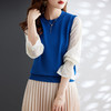 喇叭泡泡袖蕾丝针织衫时尚洋气拼接圆领别致上衣 MGG-XMYQ-Q079 商品缩略图2