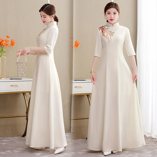 气质中式中国风端庄优雅主持人年会走秀宴会旗袍晚礼服 HT-XYX8199 商品图3