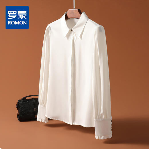 【亲肤透气】罗蒙新款女士衬衫时尚设计感简约大方商务通勤衬衣上衣女 商品图0