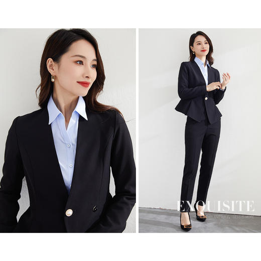 【西服上衣+西裤】罗蒙秋季新款女士套装商务通勤职业正装两件套女 商品图2