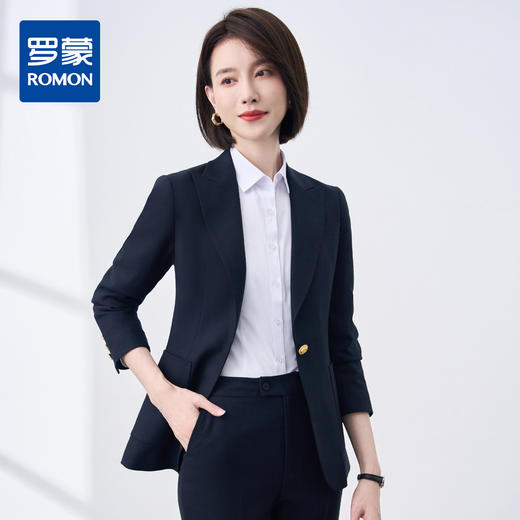 【新品热卖】罗蒙西服上衣+西裤女士西服套装亲肤透气商务两件套女 商品图0