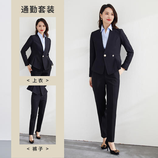 【西服上衣+西裤】罗蒙秋季新款女士套装商务通勤职业正装两件套女 商品图1