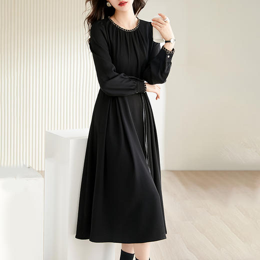 纯色优雅，长袖时尚秋装连衣裙HR-QY22915 商品图4