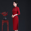 JC-62308秋冬季新款中长款喜婆婆婚礼装婚礼裙立领连衣裙 商品缩略图2