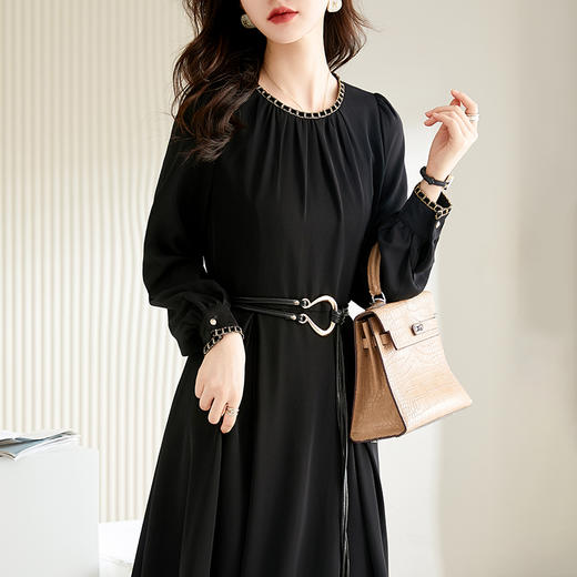 纯色优雅，长袖时尚秋装连衣裙HR-QY22915 商品图7