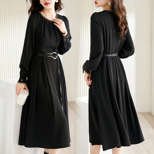 纯色优雅，长袖时尚秋装连衣裙HR-QY22915 商品图3