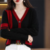 秋冬新款开衫V领撞色外穿毛衣宽松百搭针织外套HT-YX3351-3 商品缩略图4