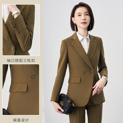 【上衣+裤子】罗蒙春秋双排扣女士西服套装职业OL商务正装两件套女 商品图3