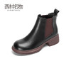 西村名物女切尔西靴2022秋新款软底软面真皮短靴复古英伦风44601（加绒款） 商品缩略图1