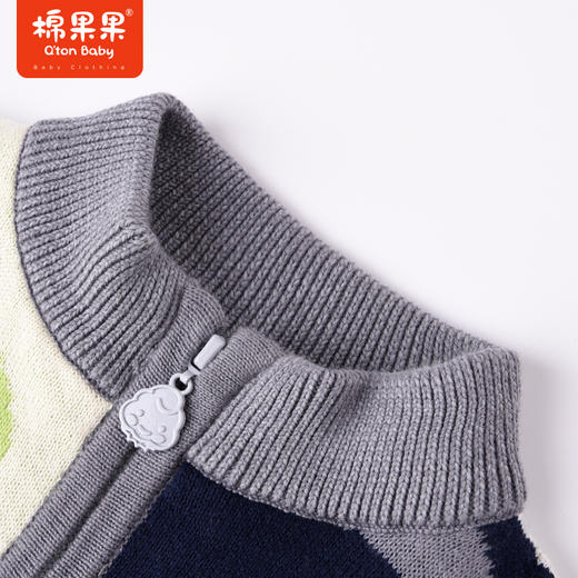 商场同款棉果果冬季男童拼色外套全棉柔软拉链棉线开衫M412161222716 商品图1
