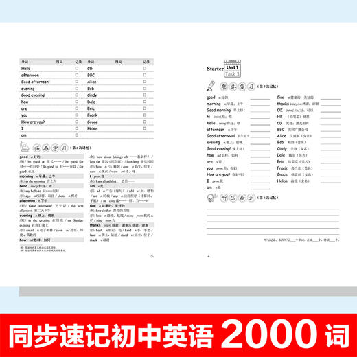 初中英语词汇同步循环速记手抄本（全5册） 商品图3