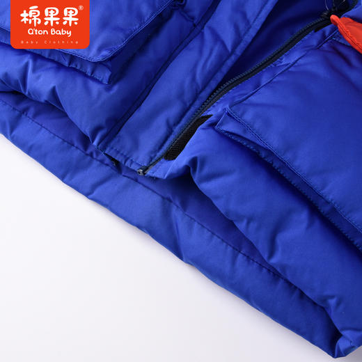 商场同款棉果果冬季男童连帽经配色时尚潮流撞色拼色中长款羽绒服M412102922707 商品图4