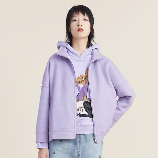 谜底2022秋季新款复古羊毛呢大衣牙刷绣宽松绣花外套女223MD1143 商品图0