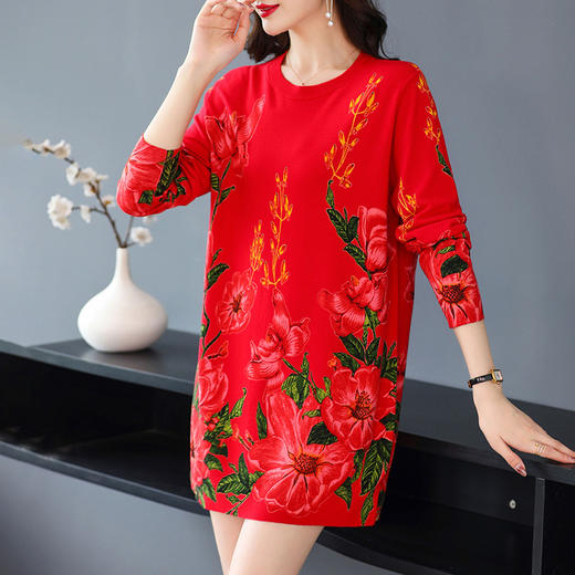 FCY SZ228针织衫印花含羊毛衫针织连衣裙 商品图2