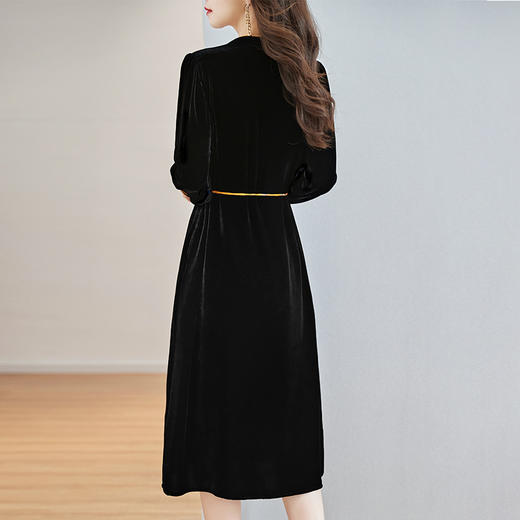 丝绒真丝连衣裙新款中年时尚气质妈妈秋冬长袖裙 SM82299167 商品图3