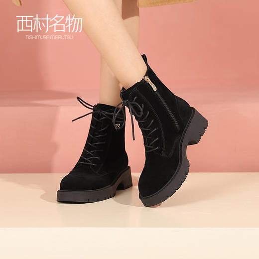 西村名物2022年冬季新款女时尚短筒休闲靴潮酷百搭马丁靴女44351 商品图3