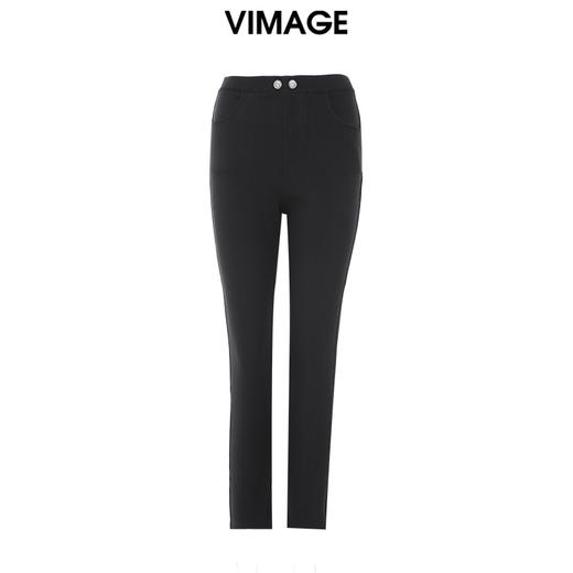 VIMAGE纬漫纪秋冬季新款高腰气质通勤纯色显瘦裤子V1805423 商品图0