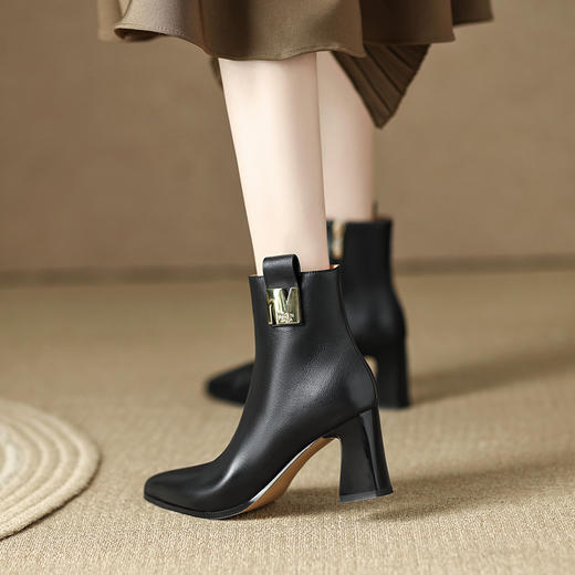 OLD 6163aa英伦风粗跟显瘦靴高跟尖头性感马丁靴 商品图1