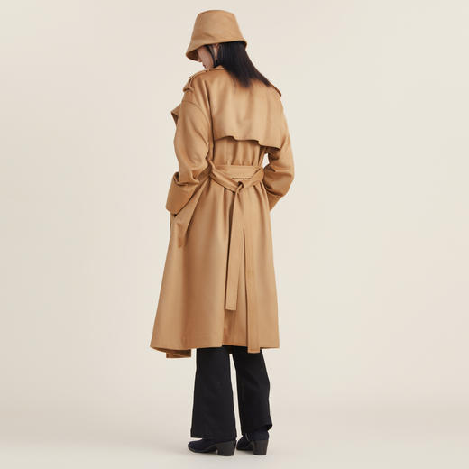 【高端系列】谜底2022秋新款双排扣中长款毛呢大衣女223GD1025 商品图2