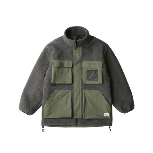 吃茶去chichaqu拼接抓绒双面穿拉链外套 商品图4