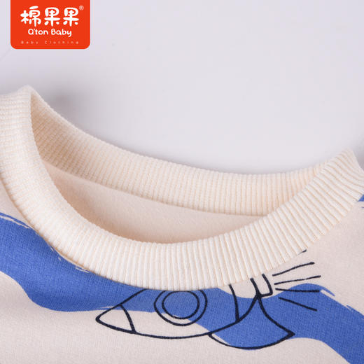 商场同款棉果果冬季男童条纹时尚百搭夹棉圆领套头卫衣保暖亲肤M412180822708 商品图3