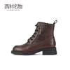 西村名物2022秋冬英伦风绑带马丁靴短靴厚底真皮瘦瘦靴女靴44101 商品缩略图1