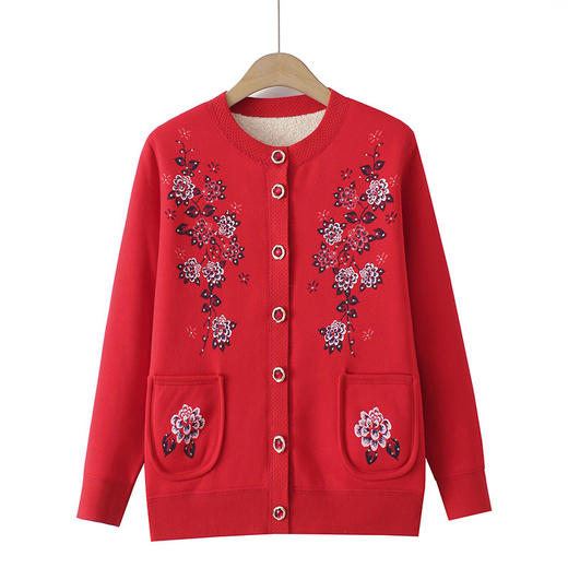 MQ861-4077-2114 新款长袖印花开衫秋冬款加绒加厚长袖女式外套时尚休闲上衣 商品图3