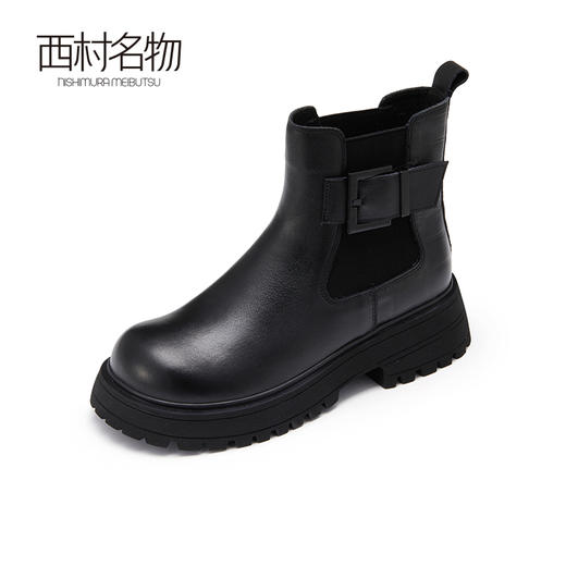 西村名物厚底英伦增高2022年秋冬季新款烟筒切尔西短靴单靴44031 商品图0