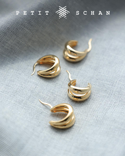 PETIT SCHAN小闪 JEW#006 Autumn leaves 秋叶 925纯银镀18k金耳环 商品图3