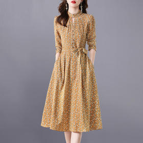 长袖连衣裙，新款气质显瘦别致碎花裙HR-BX6802