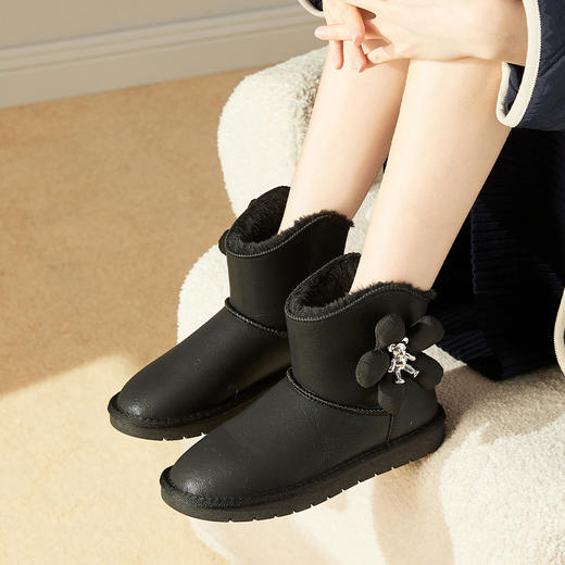 西遇可爱雪地靴女冬季新款网红小熊加绒加厚保暖高筒棉鞋子D2023781 商品图1
