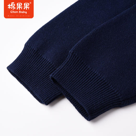 商场同款棉果果冬季全棉针织男童校园风提花V领棉线开衫M412161222717 商品图3