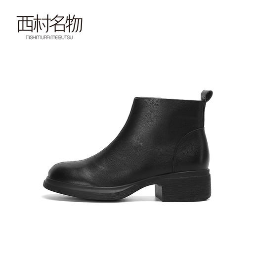 西村名物2022冬季新款奶油鞋英伦风短靴粗跟短靴女踝靴皮靴44681 商品图2