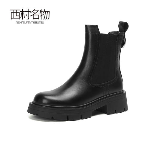 西村名物2022秋冬新款中筒切尔西靴女网红厚底百搭烟筒靴子43891 商品图1