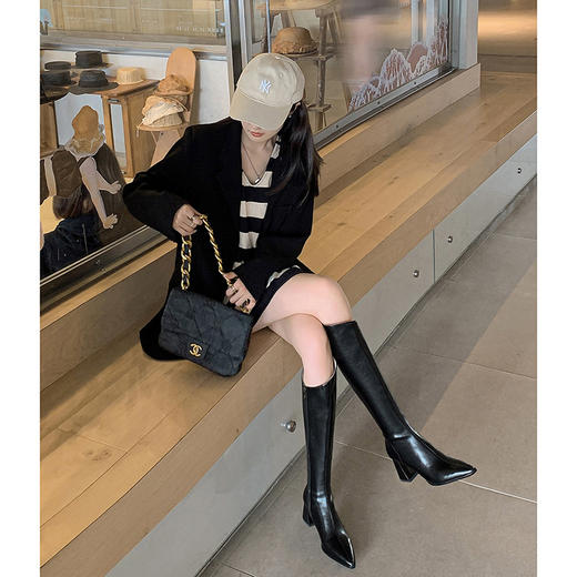 OLD A2377aa不过膝长靴英伦尖头显瘦骑士靴 商品图3