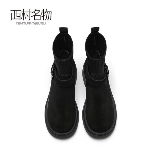 西村名物时装靴女2022秋冬商场新款英伦牛皮通勤百搭中靴44131 商品图2