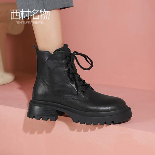 西村名物马丁靴女2022年秋冬新款真皮英伦风短靴单靴ins潮44191 商品图1