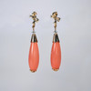 欧洲古董粉珊瑚水滴耳环 商品缩略图0