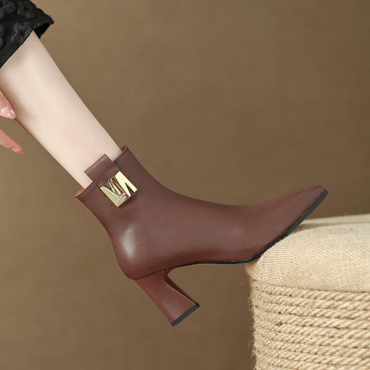 OLD 6163aa英伦风粗跟显瘦靴高跟尖头性感马丁靴 商品图2